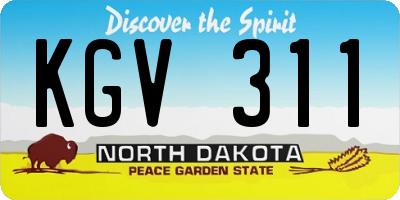 ND license plate KGV311