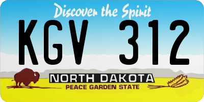 ND license plate KGV312