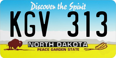 ND license plate KGV313