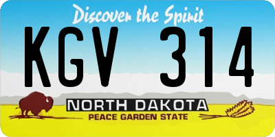 ND license plate KGV314