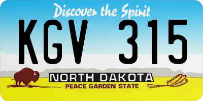 ND license plate KGV315