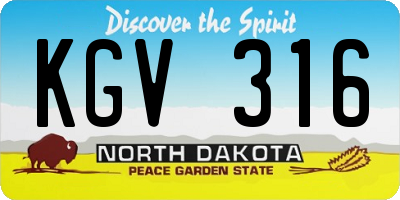 ND license plate KGV316