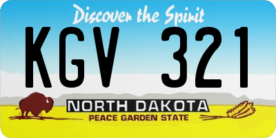 ND license plate KGV321
