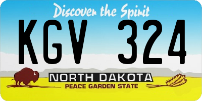 ND license plate KGV324