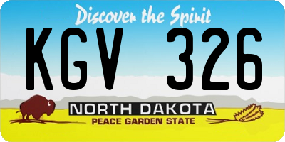 ND license plate KGV326