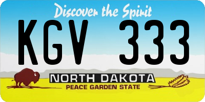 ND license plate KGV333