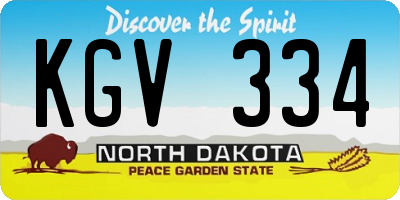 ND license plate KGV334