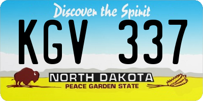 ND license plate KGV337