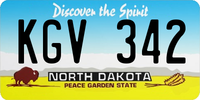 ND license plate KGV342