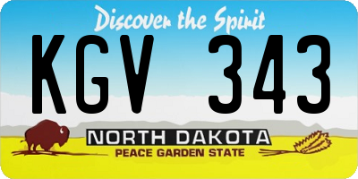 ND license plate KGV343