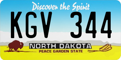 ND license plate KGV344