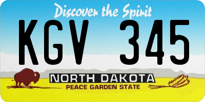 ND license plate KGV345