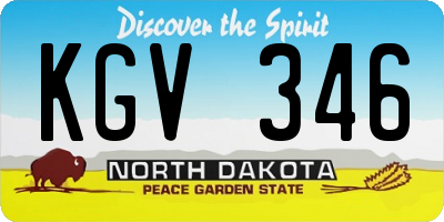 ND license plate KGV346