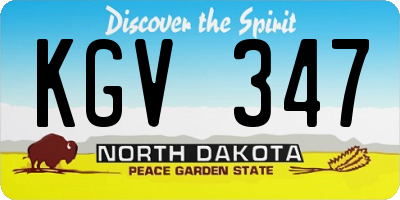 ND license plate KGV347