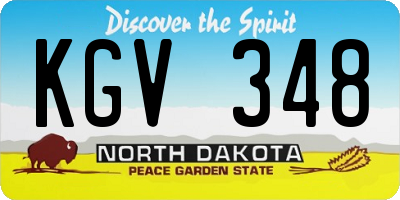 ND license plate KGV348