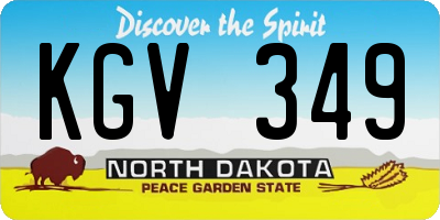 ND license plate KGV349