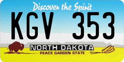 ND license plate KGV353