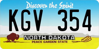 ND license plate KGV354