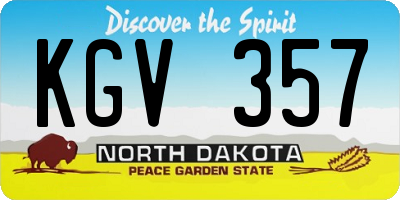 ND license plate KGV357