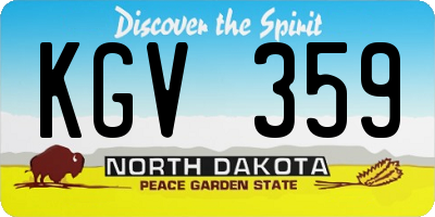 ND license plate KGV359