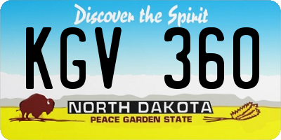 ND license plate KGV360