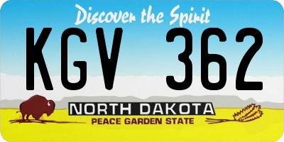 ND license plate KGV362