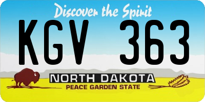 ND license plate KGV363
