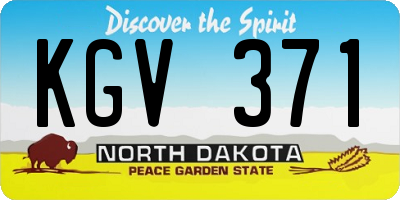ND license plate KGV371