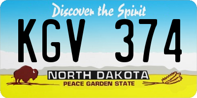 ND license plate KGV374