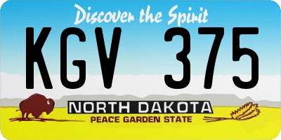 ND license plate KGV375