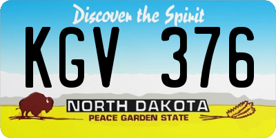 ND license plate KGV376