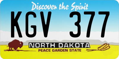 ND license plate KGV377