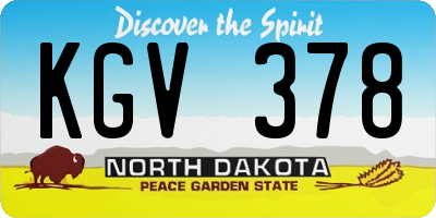 ND license plate KGV378