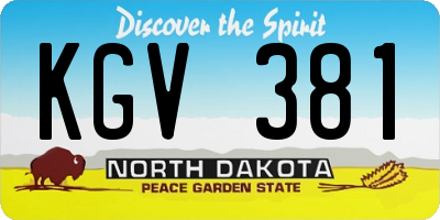ND license plate KGV381