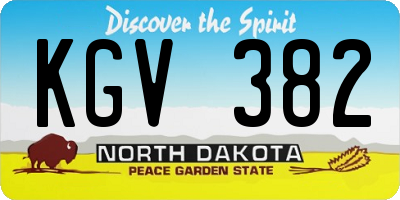 ND license plate KGV382