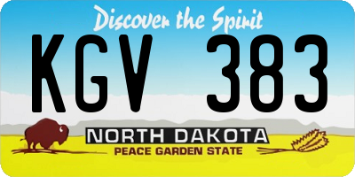 ND license plate KGV383