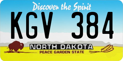 ND license plate KGV384