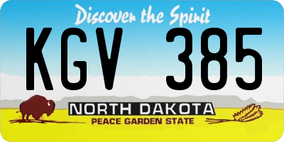 ND license plate KGV385