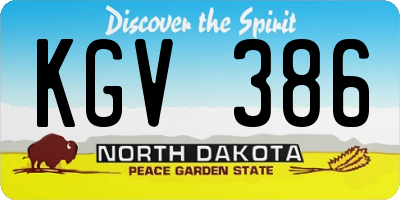 ND license plate KGV386
