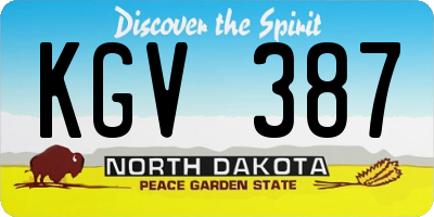 ND license plate KGV387