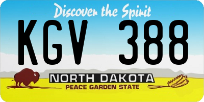 ND license plate KGV388