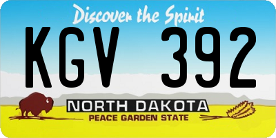 ND license plate KGV392