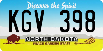 ND license plate KGV398