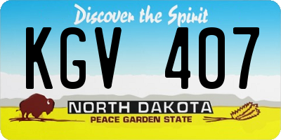 ND license plate KGV407