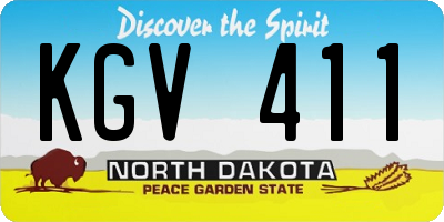 ND license plate KGV411