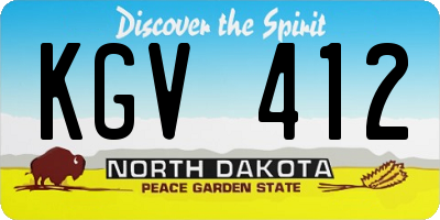 ND license plate KGV412