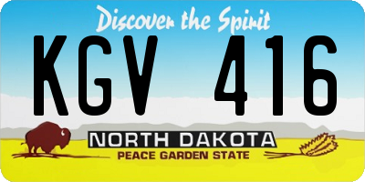 ND license plate KGV416