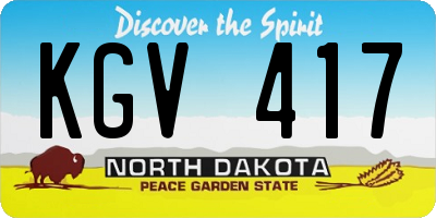 ND license plate KGV417
