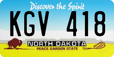 ND license plate KGV418