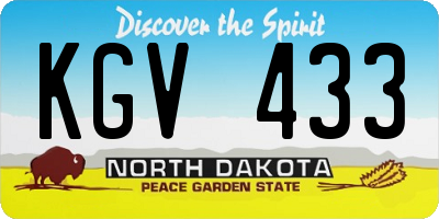 ND license plate KGV433